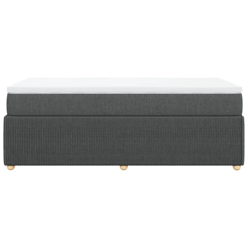 Cama box spring con colchón tela gris oscuro 90x190