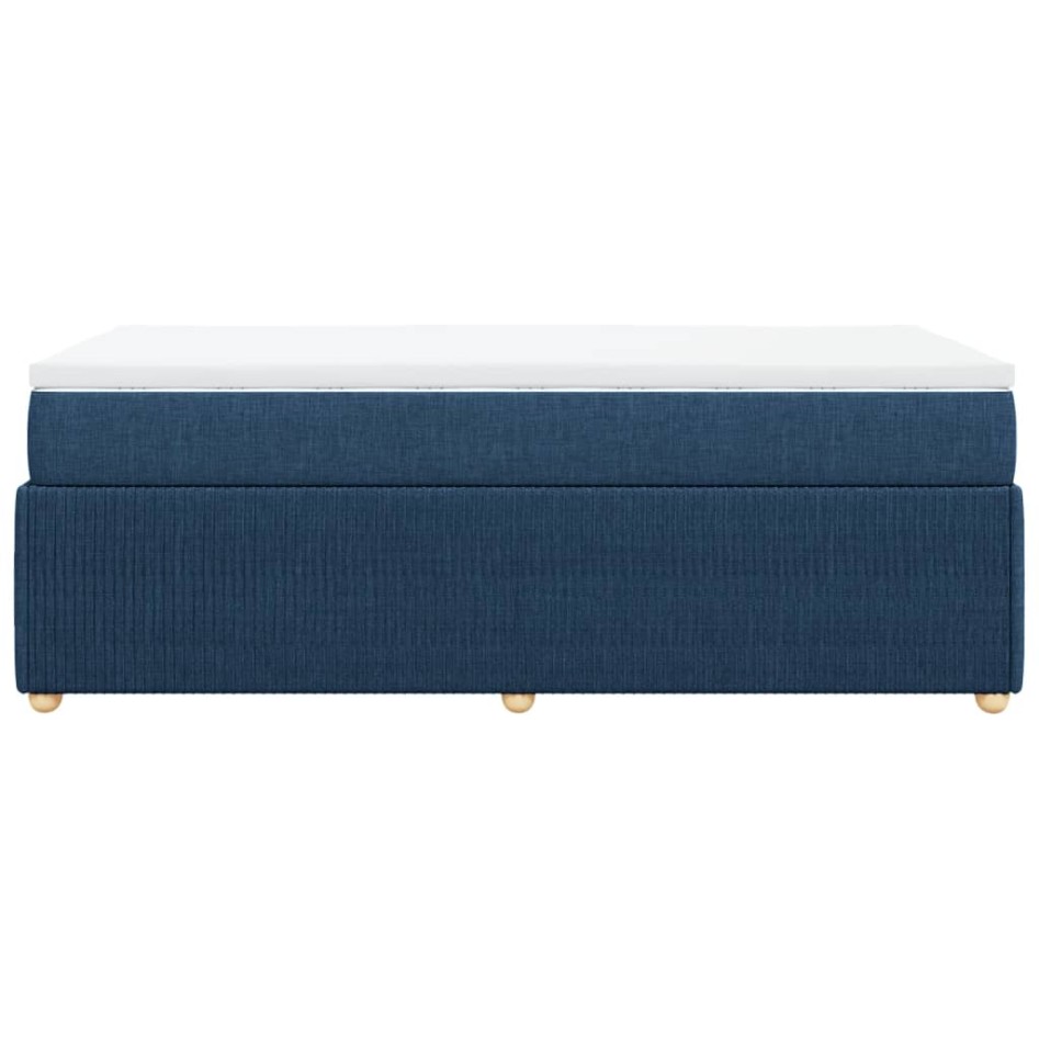Cama box spring con colchón tela azul 90x190