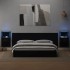 Cabecero de cama con mesitas madera de ingeniería negro 240