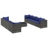Set de muebles de jardín 9 pzas y cojines ratán sintético