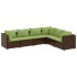 Set muebles de jardín 6 piezas y cojines ratán sintético