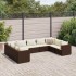 Set muebles de jardín 9 piezas y cojines ratán sintético