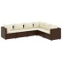 Set muebles de jardín 6 piezas y cojines ratán sintético