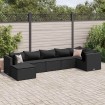 Set de muebles de jardín y cojines 7 pzas ratán sintético negro