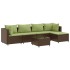 Set muebles de jardín 6 piezas y cojines ratán sintético