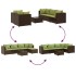 Set muebles de jardín 6 piezas y cojines ratán sintético