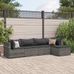 Set de muebles de jardín 5 pzas y cojines ratán sintético gris
