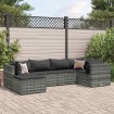 Set de muebles de jardín 6 pzas y cojines ratán sintético gris