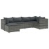 Set de muebles de jardín 6 pzas y cojines ratán sintético
