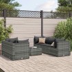 Set de muebles de jardín 6 pzas y cojines ratán sintético gris
