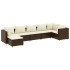 Set muebles de jardín 7 piezas y cojines ratán sintético