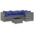 Set de muebles de jardín 5 pzas y cojines ratán sintético