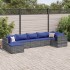 Set de muebles de jardín 7 pzas y cojines ratán sintético