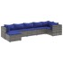 Set de muebles de jardín 7 pzas y cojines ratán sintético