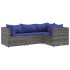 Set de muebles de jardín 4 pzas y cojines ratán sintético