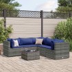 Set de muebles de jardín 6 pzas y cojines ratán sintético gris