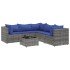 Set de muebles de jardín 6 pzas y cojines ratán sintético