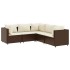 Set muebles de jardín 5 piezas y cojines ratán sintético