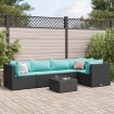 Set muebles de jardín 6 piezas y cojines ratán sintético negro