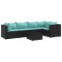 Set muebles de jardín 6 piezas y cojines ratán sintético