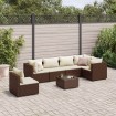 Set muebles de jardín 7 piezas y cojines ratán sintético marrón