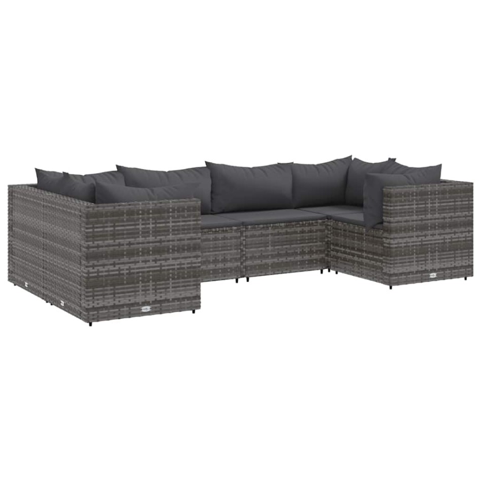 Set de muebles de jardín 6 pzas y cojines ratán sintético