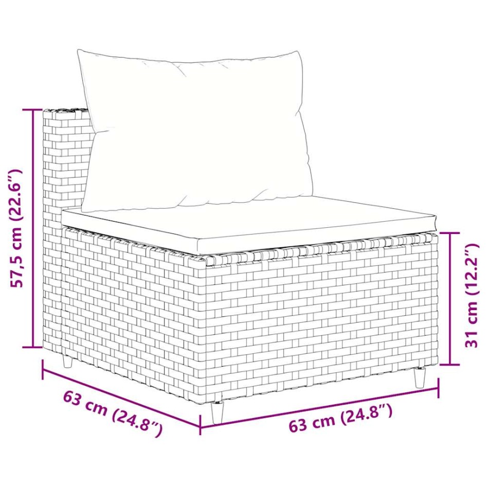 Set de muebles de jardín 6 pzas y cojines ratán sintético