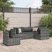 Set de muebles de jardín 5 pzas y cojines ratán sintético gris