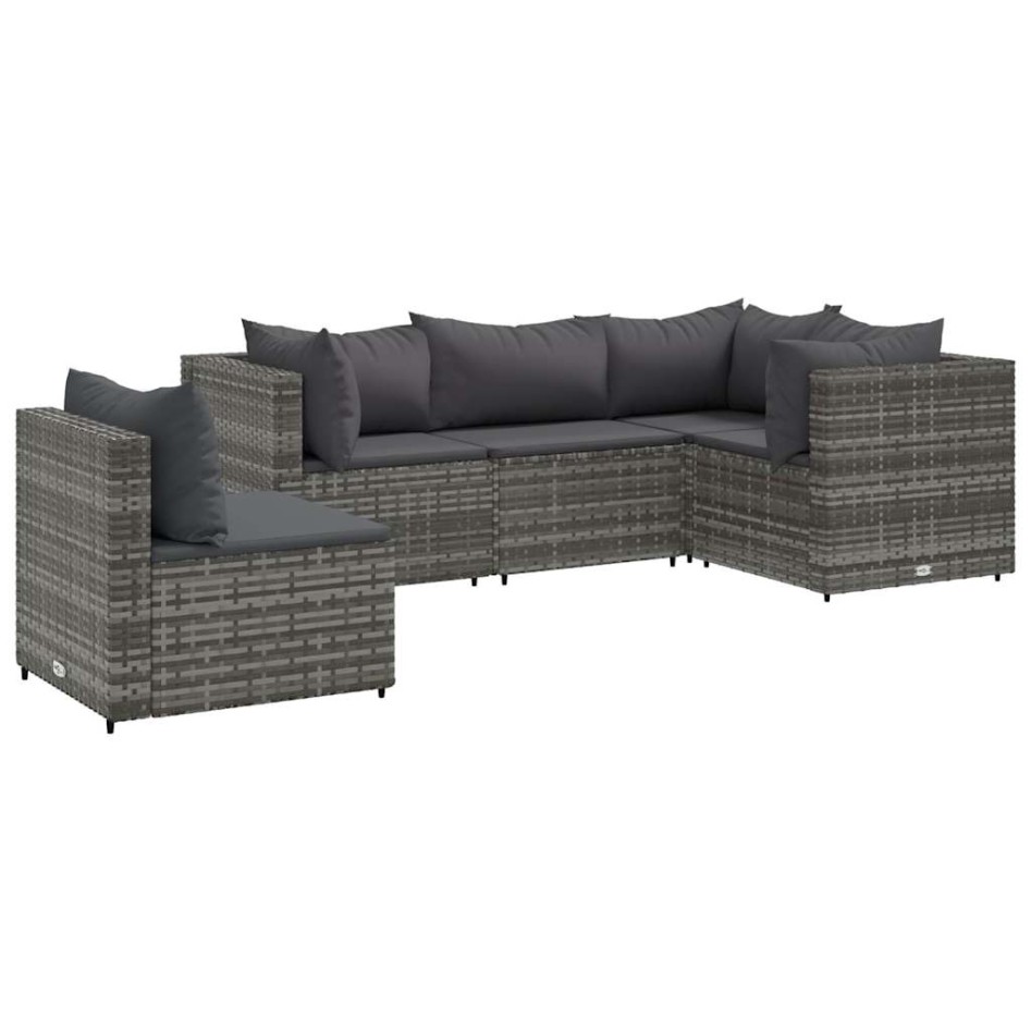 Set de muebles de jardín 5 pzas y cojines ratán sintético