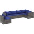 Set de muebles de jardín 6 pzas y cojines ratán sintético