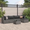 Set de muebles de jardín 6 pzas y cojines ratán sintético gris