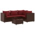 Set muebles de jardín 5 piezas y cojines ratán sintético