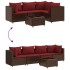 Set muebles de jardín 5 piezas y cojines ratán sintético
