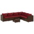 Set muebles de jardín 7 piezas y cojines ratán sintético