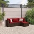 Set muebles de jardín 4 piezas y cojines ratán sintético