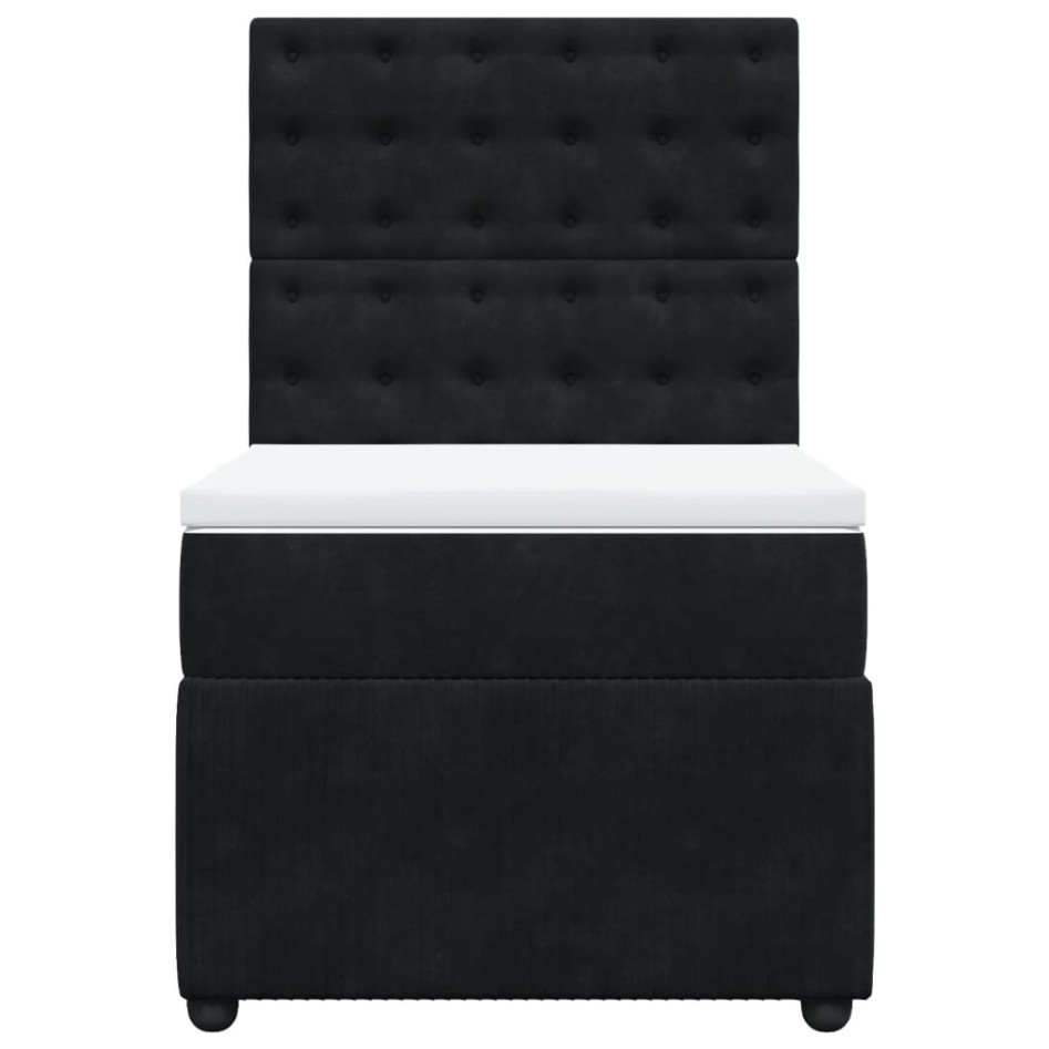 Cama box spring con colchón terciopelo negro 80x200
