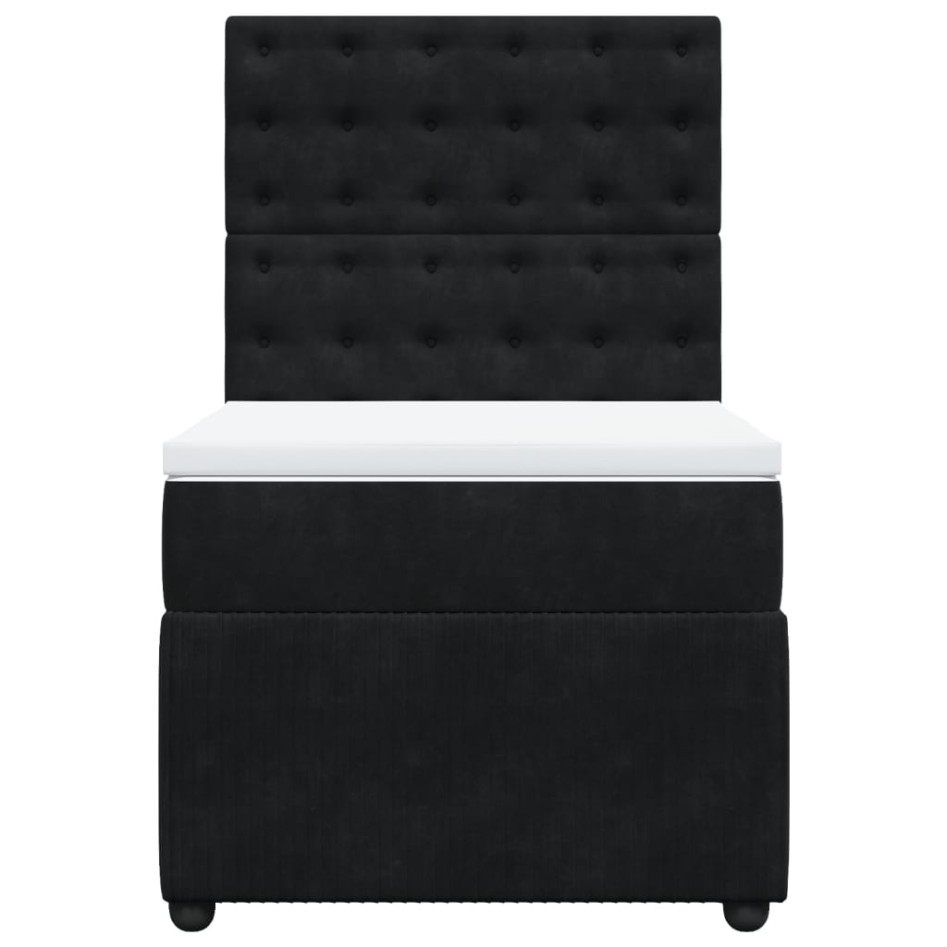 Cama box spring con colchón terciopelo negro 90x200