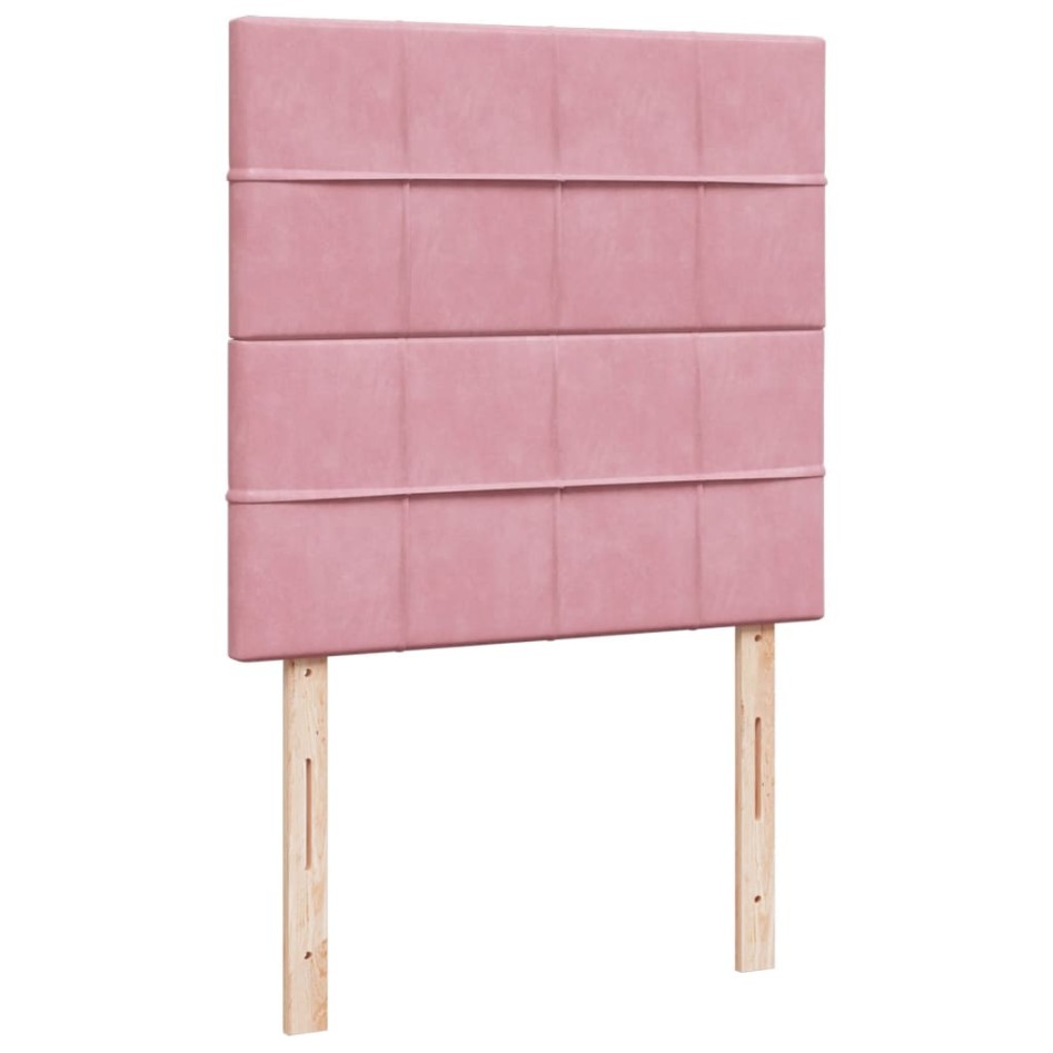 Cama box spring con colchón terciopelo rosa 90x190