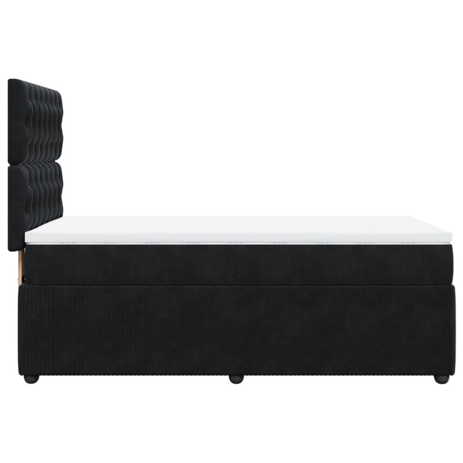 Cama box spring con colchón terciopelo negro 90x200