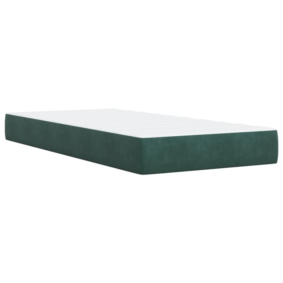 Cama box spring con colchón terciopelo verde oscuro 100x200