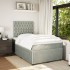 Cama box spring con colchón terciopelo gris claro 120x190