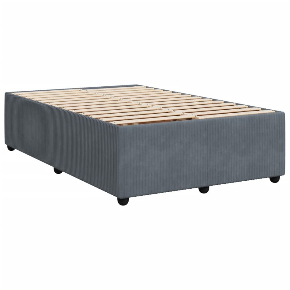 Cama box spring con colchón terciopelo gris oscuro 120x190