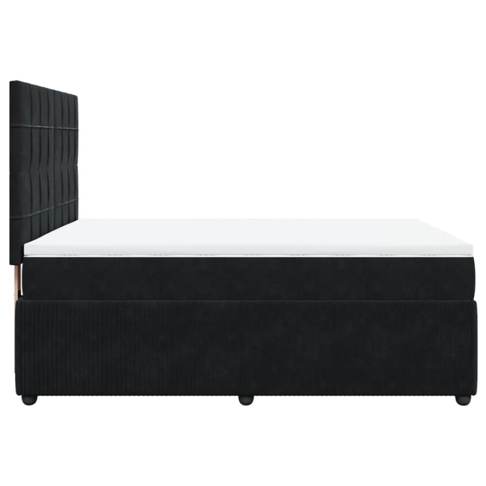 Cama box spring con colchón terciopelo negro 140x190