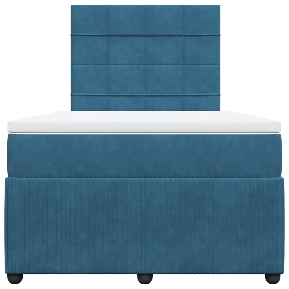 Cama box spring con colchón terciopelo azul oscuro 120x190