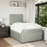 Cama box spring con colchón terciopelo gris claro 120x190