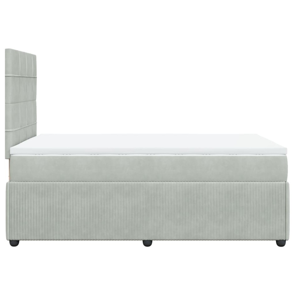 Cama box spring con colchón terciopelo gris claro 120x190
