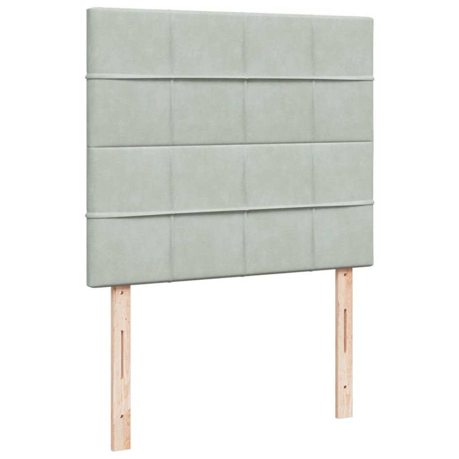 Cama box spring con colchón terciopelo gris claro 120x190