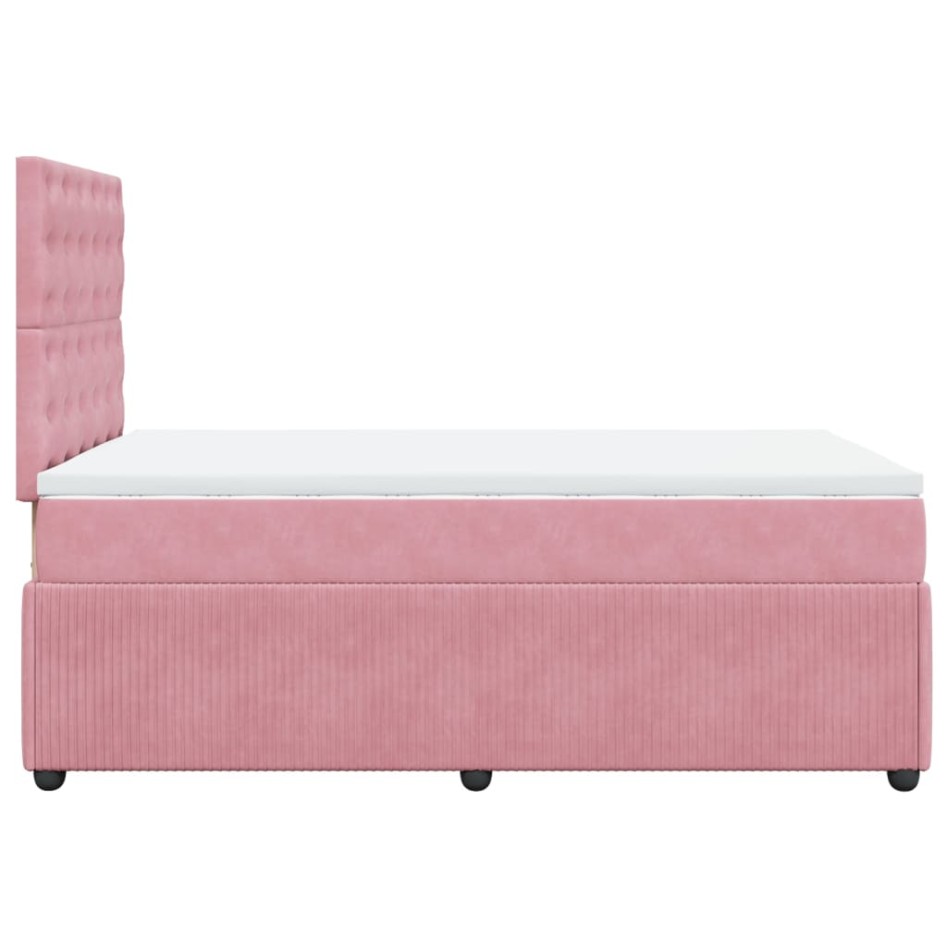 Cama box spring con colchón terciopelo rosa 120x190