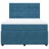 Cama box spring con colchón terciopelo azul oscuro 140x200