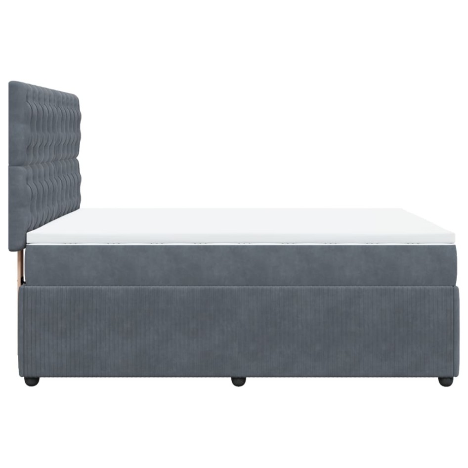 Cama box spring con colchón terciopelo gris oscuro 140x190